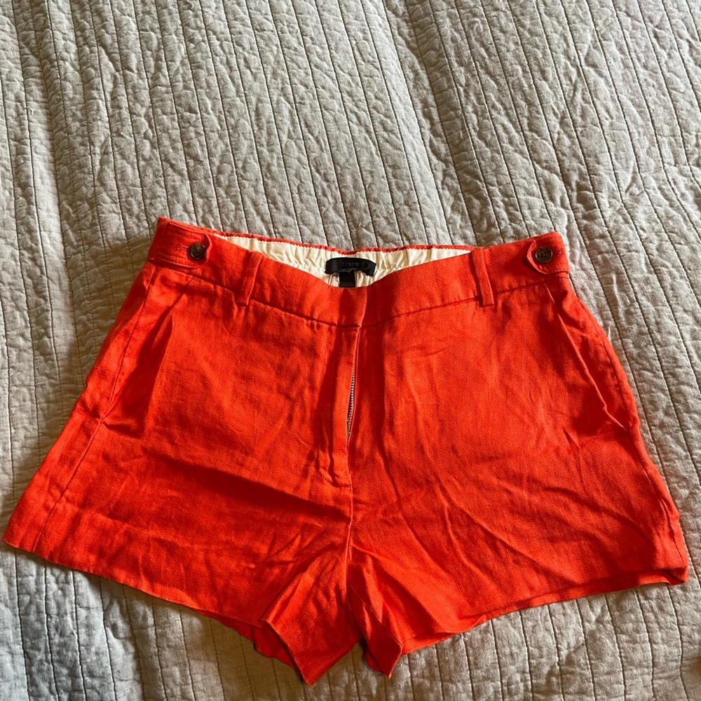 J. Crew Linen Red Orange Shorts